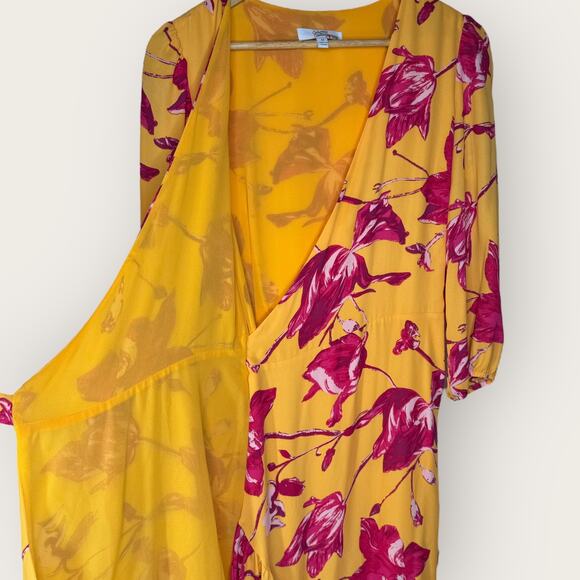 Color Me Courtney Eleanor Floral Maxi Wrap Dress Medium Yellow Pink Romantic - Picture 6 of 10